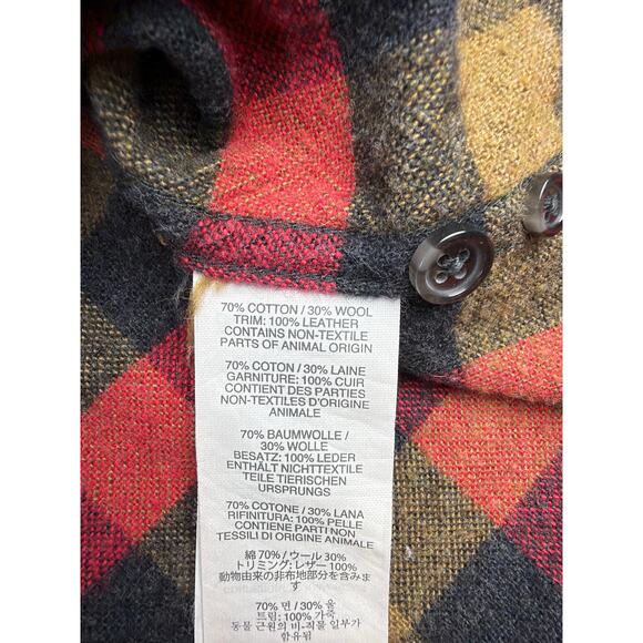 J. Crew Size L Men's Cotton Wool Blend Checked Shirt Slim Fit Elbow Patch - Picture 8 of 8